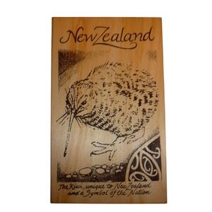 Donwood New Zealand Kiwi Bird Wooden Postcard Pyrography Wall Art Souvenir 6x3.5